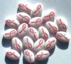20 16x11mm White Flat Ovals with Pink Ribbon